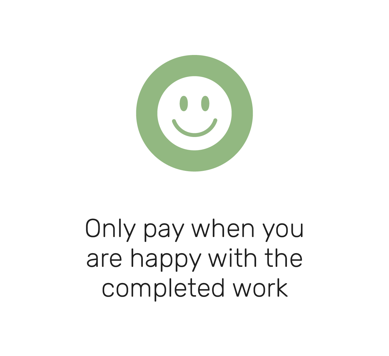 Only pay when you are happy with the completed work